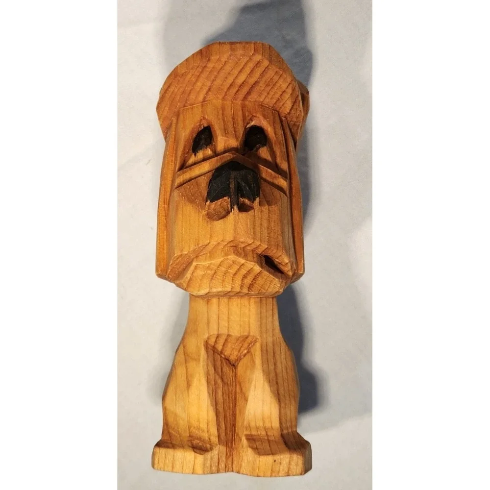 Rare-Jean Marc Morin Hand Carved Wood Dog Sculpture